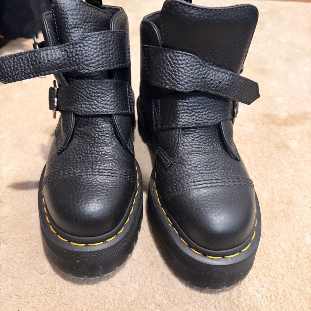 Dr. Martens Black Leather Boots with Yellow Stitching - Picture 5 of 5